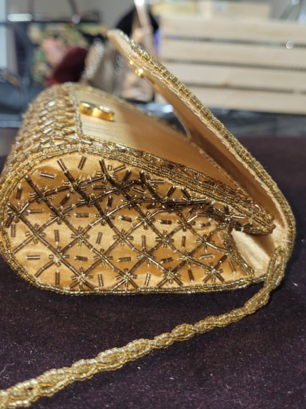 Carlo Fellini Gold-Tone Clutch with Strap and Textile & Bead-Embroidered Clutch - Picture 8 of 16